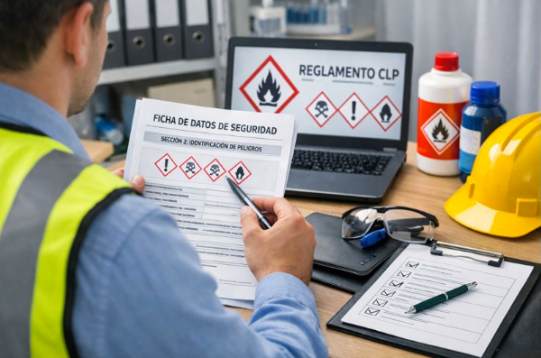 Imagen del artículo: Riesgos químicos: fichas SDS, etiquetado CLP y almacenamiento seguro