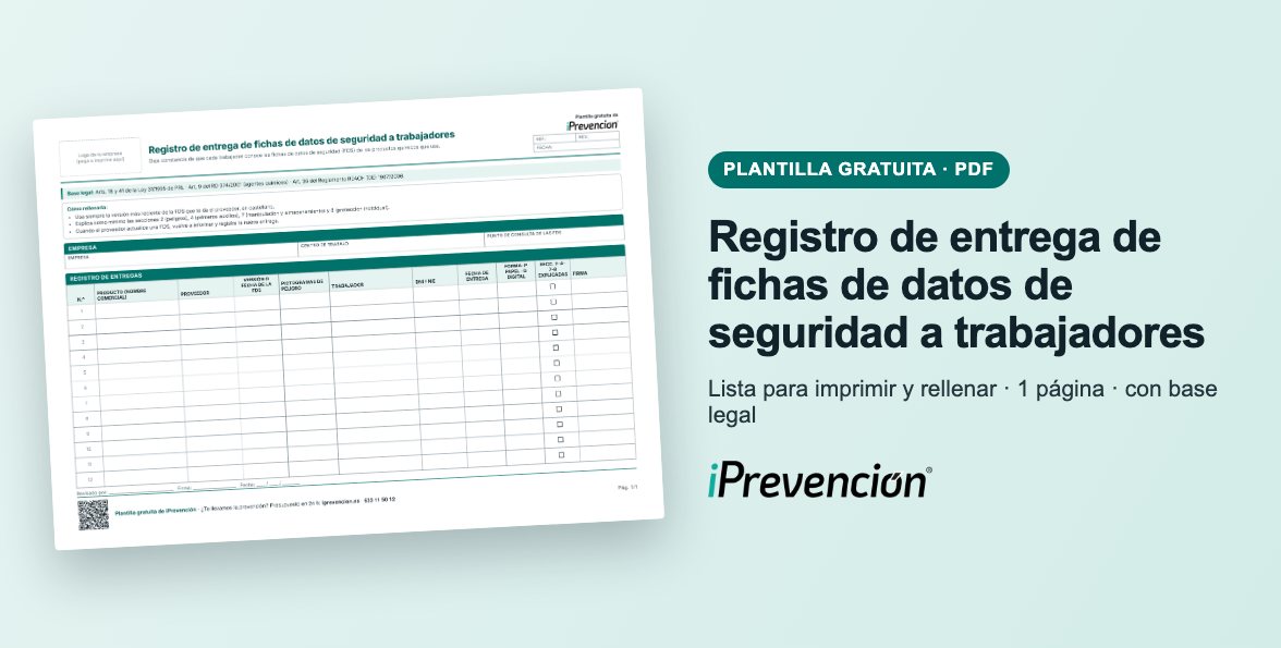 Plantilla gratuita: Registro de entrega de fichas de datos de seguridad a trabajadores