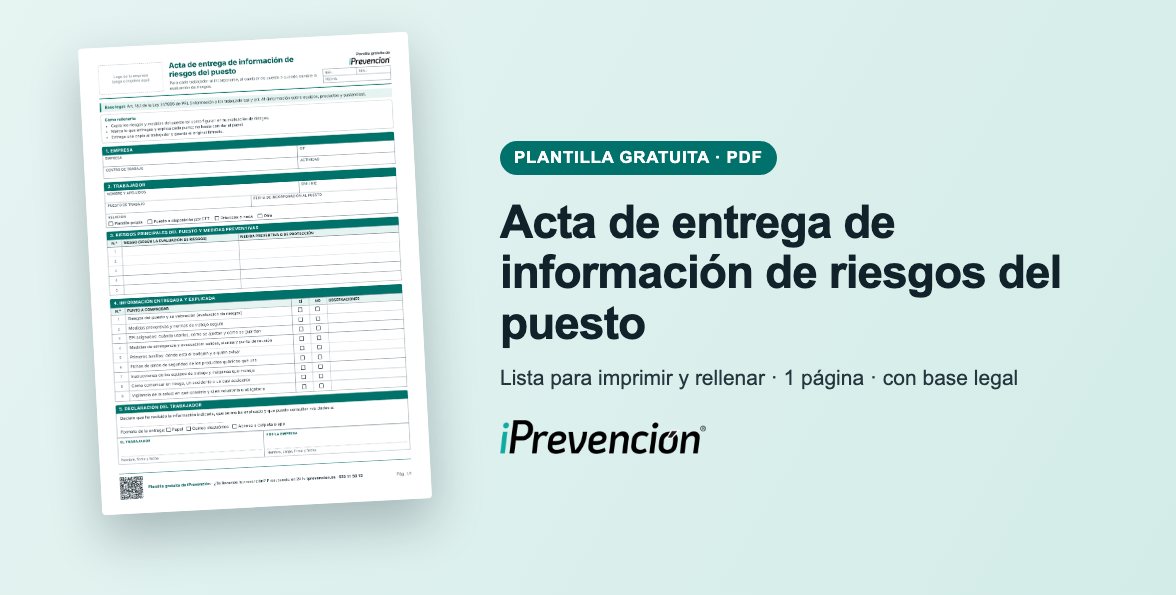 Plantilla gratuita: Acta de entrega de información de riesgos del puesto